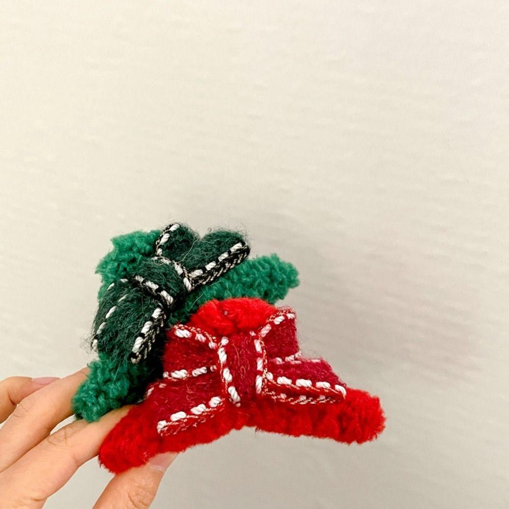 Lamb Wool Bow Hair Clip Barrettes Shark Grab Clip Unique Christmas Plush Hair Claw  Women