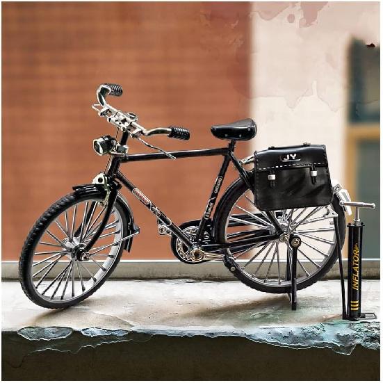 2025 New 51 Pcs DIY Retro Bicycle Model Ornament For Kids, Creative 1:10 Simulation Mini Bicycle Model Scale Kit With Inflator and Briefcase, Finger