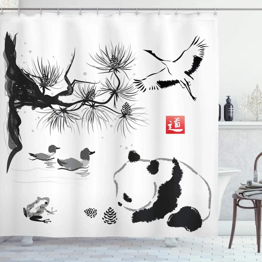 Funny Cartoon Shower Curtains Cute Colorful Birds Fence Flower Plant Leaves Kids Bath Curtain Modern Children Bathroom Decor Set