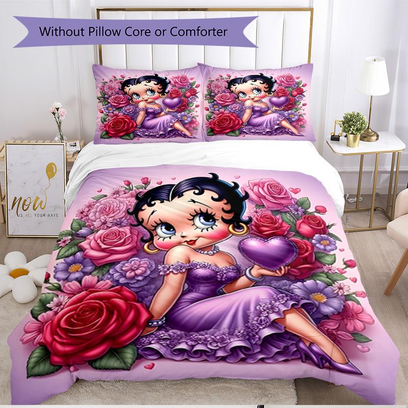 3pcs Duvet Cover Set (1*Duvet Cover + 2*Pillowcase, Without Core), doll Print Soft All‑Season Bedding Set, Home Bedroom Decor Gift