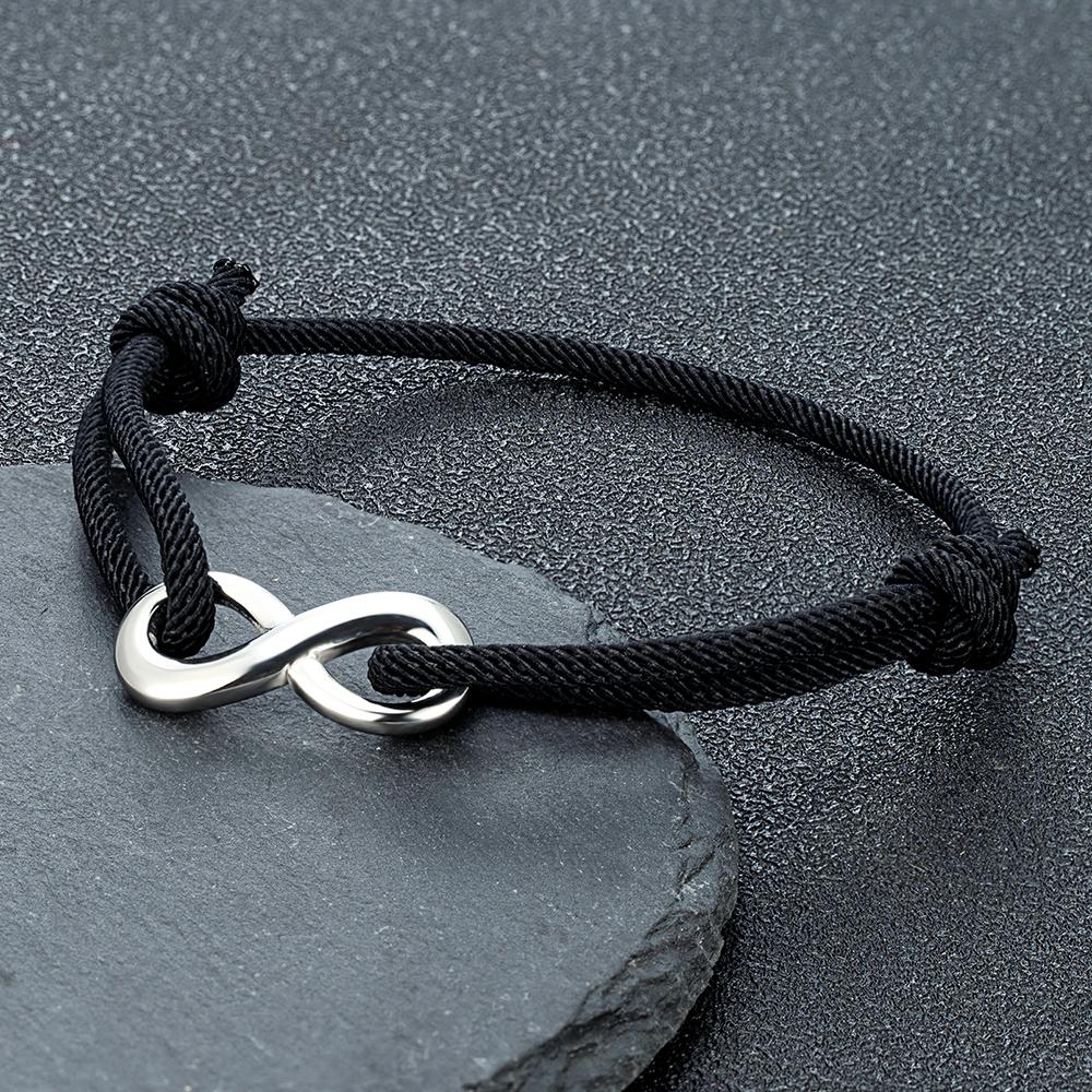 Minimalist Infinity Bracelet Stainless Steel Adjustable Rope Jewelry for Men Women Couple Friendship Gifts