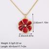 Nidin Hot Sale Enamel Rose Red/Pink Flower Charm Pendant Necklace For Women Girls Fashion Elegant Aesthetic Jewelry Accessories