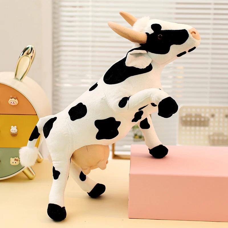 Favorite Toy Unisex Kids Simulation Cow Plush Toys Stuffed Standing Cow Doll Funny Changing Posture Cattle Toys Cuddly Desktop Animal Children Game Props