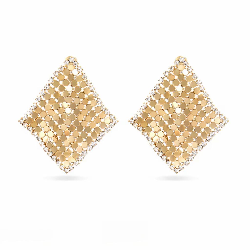 2026 New Diamond-Shaped Sequin Zircon Versatile Non-Fading Tassel Earrings Fashionable French Retro Women'S Earrings