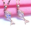 Exquisite Colored Gold Inlaid Zircon Goldfish Pendant Female Russian Korean Version Fashion 585 Rose Gold Plated Collarbone Chain