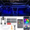 Interior Car Lights, 9 In 1 Car LED Strip With Wireless APP/RF Remote/Button Control, 16 Million Colors Ambient Lighting Kit With 5 Fiber Optic LED