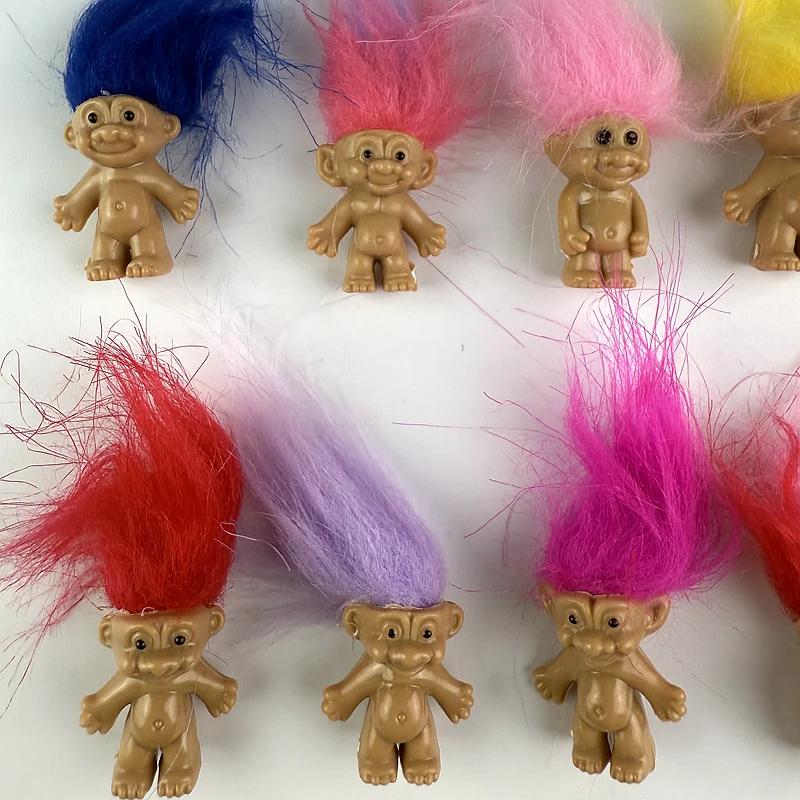 5/10Pcs Mini Trolls Dolls Anime Action Figure Colorful Hair Family Members Models Collection Kids Toys Gift Nostalgic
