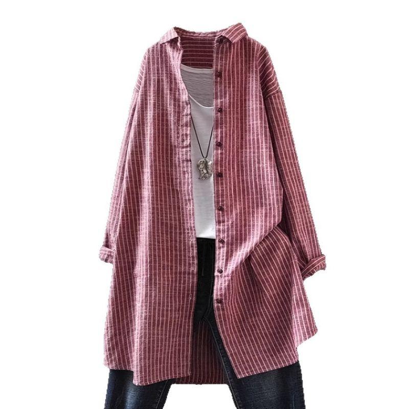 Long Sleeve Pocket Striped Shirt for Women Long sleeve Pocket Stripe Shirts
