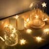 1pc 72LED Star Curtain Lights Charming Fairy Tale Star Shape Hanging Lamp Perfect For Bedroom Wall Courtyard Wedding Party Decor
