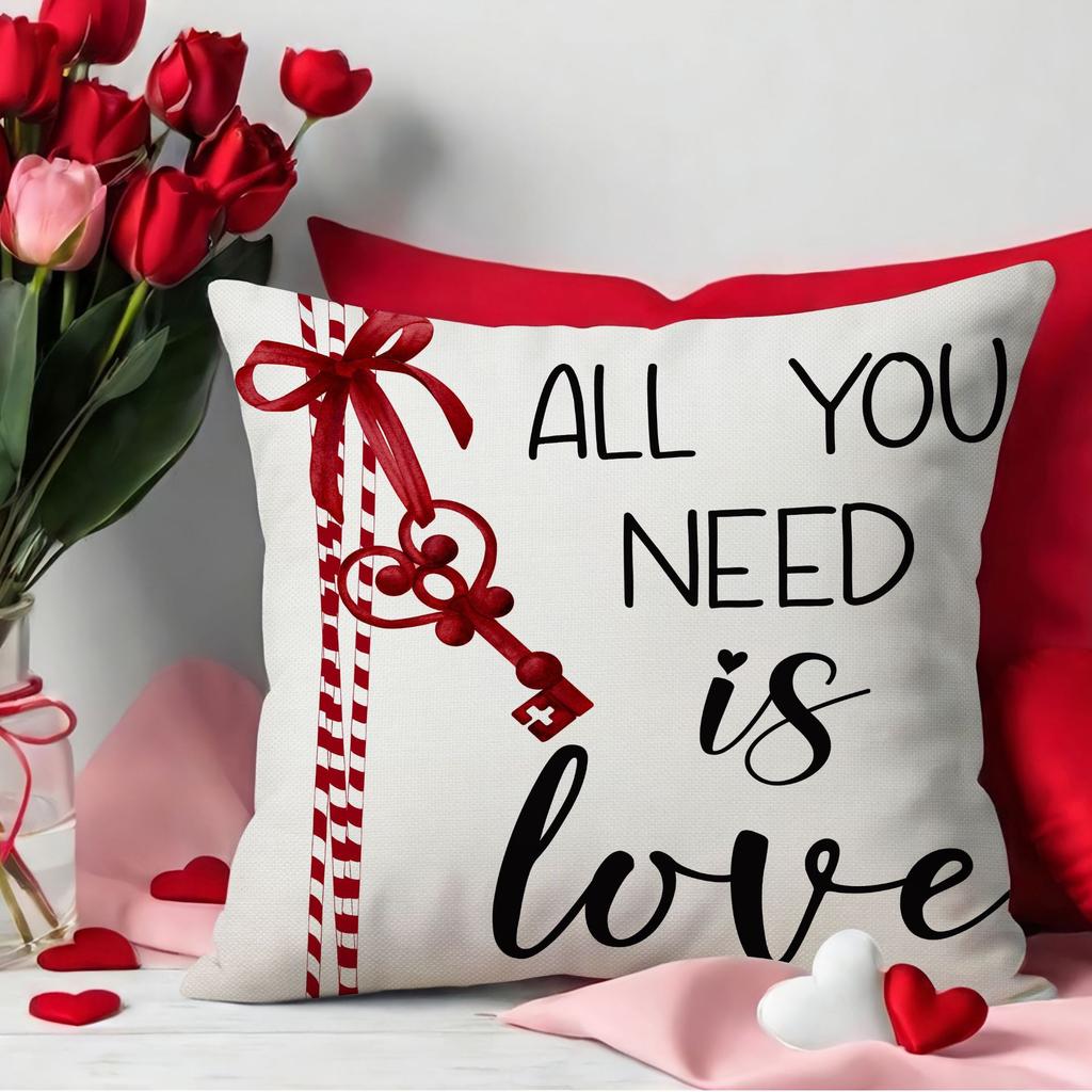 Neuer Valentinstag Bedruckter Kissenbezug Leinen Nordisch Wohnzimmer Sofa Kissenbezug Kissen