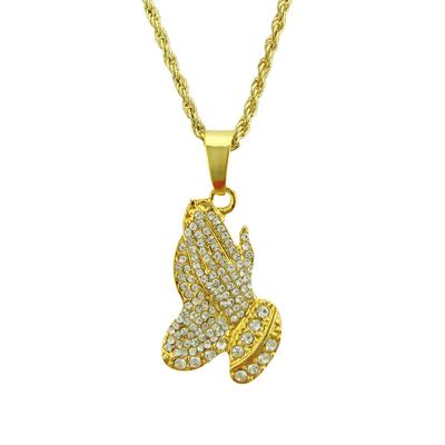 Explosive New Diamond Set Classic Hip Hop Star Rap Buddha Hand Necklace Pendant Fashion Jewelry for Men and Women