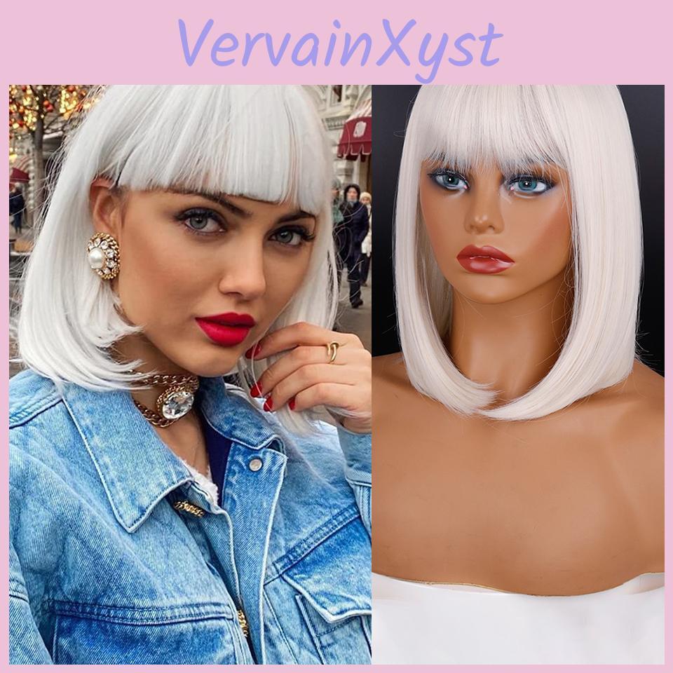 Wig With Short Bob Missqueen Bangs For Girls Synthetic Bob Straight Wigs Wig For Partydaily Heat Resistant Wig Shoulder Length