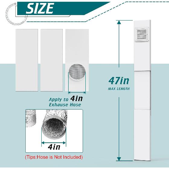 Dryer Vent Window Kit,4" Adjustable Window Vent Kit with Outdoor Dryer Vent Cover