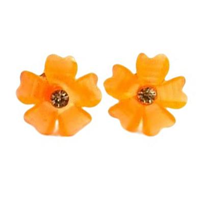 [R8219] - Orange 'Flora' Earrings - 13 Mm