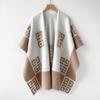 Light luxury versatile rough knitted women's shawl retro cape imitation cashmere scarf autumn and winter warm cape