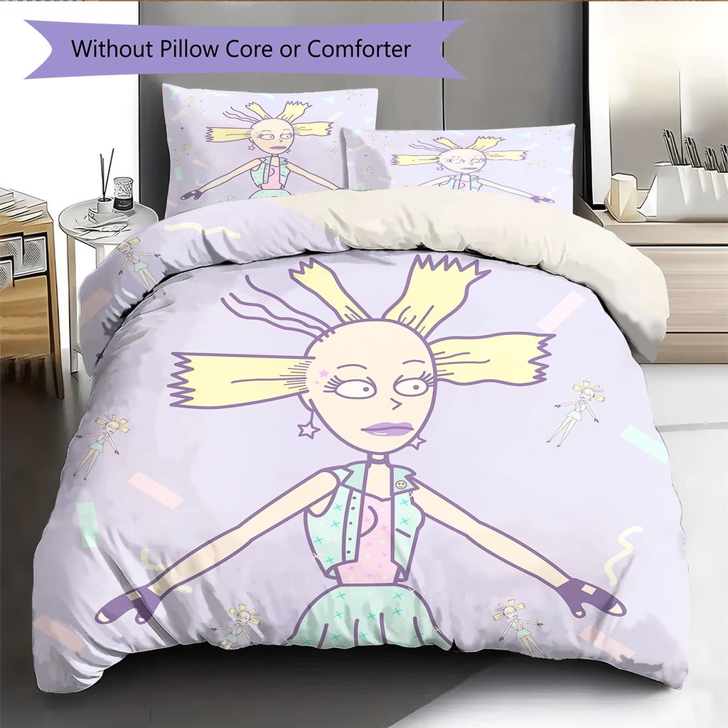 Rugrats  Pattern Bedding Quilt Set  Home Decoration  Gift (1 * Duvet Cover + 2 * Pillowcase  Without Core)