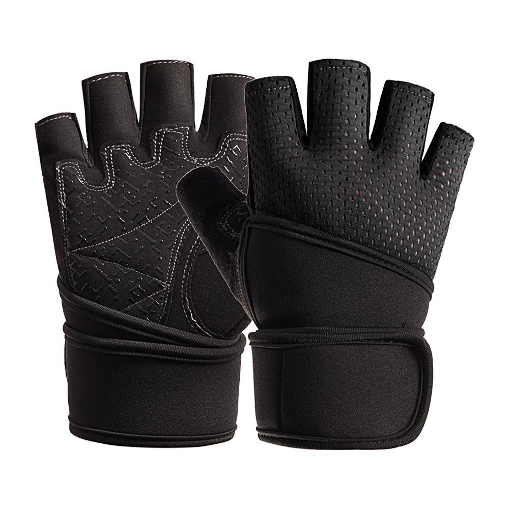 Fitness Half Finger Gloves Men's Equipment Training Exercise Lengthened Wrist Guards Women's Single Bar Pull Up Non Slip Breathable Wear Resistant