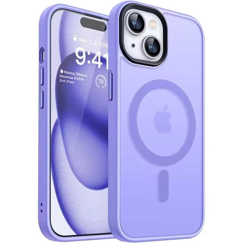 

Магнитный чехол Magsafa Luxury Hybrid Matte Hard Case для iPhone16 15 14 Plus 16 15 14 13 12 11 Pro Max Silicone Soft Shell Clear Frosted Cover iPhone 14 Pro фиолетовый