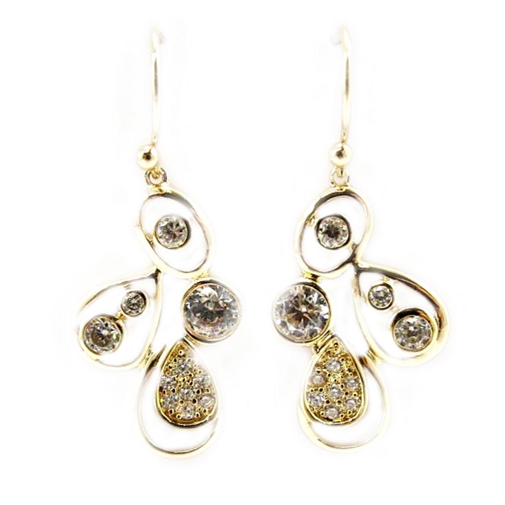 Les Trésors De Lily [L3044] - Gold Plated 'Sissi' White Gold Earrings - 35x15 Mm