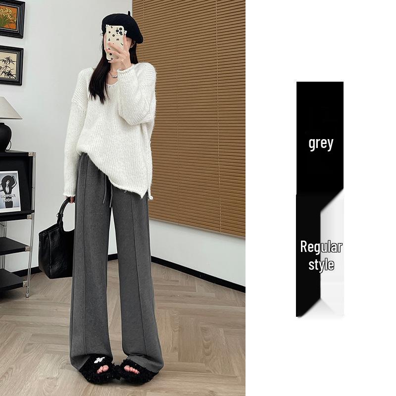 

Широкие шерстяные брюки с высокой талией для женщин — мягкие, плотные и повседневные для весны, осени и зимы XL [130-150 lbs]