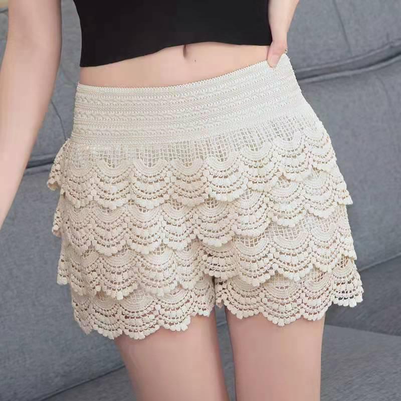 Women s Black Lace Anti-Exposure Base Layer Safety Shorts One Size