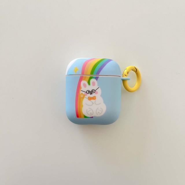 

Наклейка Радужный кролик, милый чехол для наушников в холодном стиле для Apple Airpods Pro 3 2 1, беспроводная Bluetooth-зарядная коробка, мягкий чехол с мультяшными звездами For Airpods 1 2