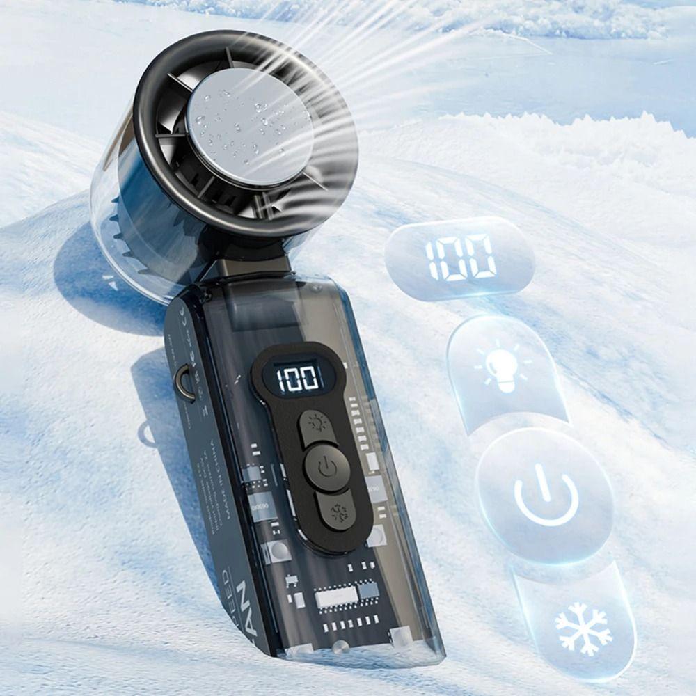 Foldable Personal Cooling Fan 100 Speeds Ice Compress Mini Handheld Fan LED Display 12H Long Battery Life Folding Travel Fan