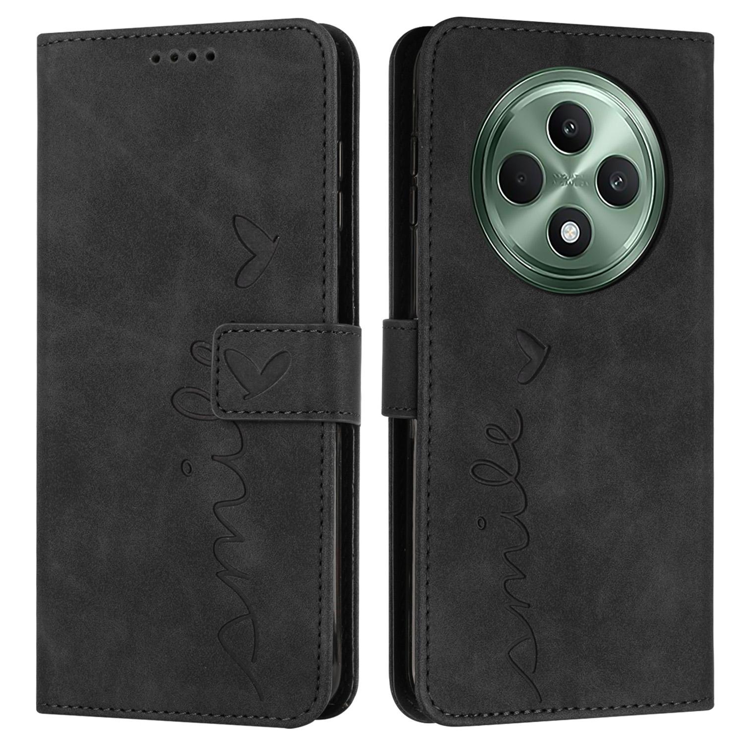 

Для Oppo Reno12 F 5G Чехол из ПУ кожи Подставка Ремешок на запястье Кошелек Чехол для телефона Black