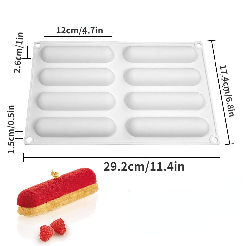 

Elliptical bar shaped chocolate cake silicone mold French dessert cake mousse biscuit baking mold kitchen accessories