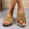 Summer Retro Cork Flat Bottom Cross with Cool Slippers, Wearing Thick Bottom Large Size Women's Slippers