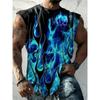 Summer Men's Retro Animal 3D Printed Short Sleeve Vest Round Neck Casual Loose Comfortable Soft Breathable Oversized Vest