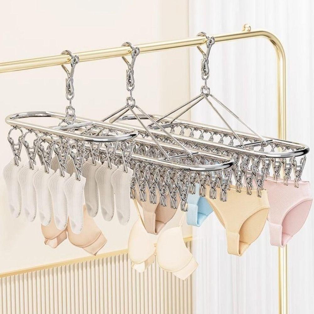 20/30 Clips Socks Drying Rack Stainless Steel Underwear Socks Holder Sock Laundry Airer Balcony