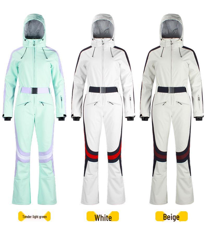 Costum de schi dintr-o singură piesă GsouSnow pentru femei, cu croială slim fit, stil coreean - Impermeabil, rezistent la vânt și respirabil pentru căldură