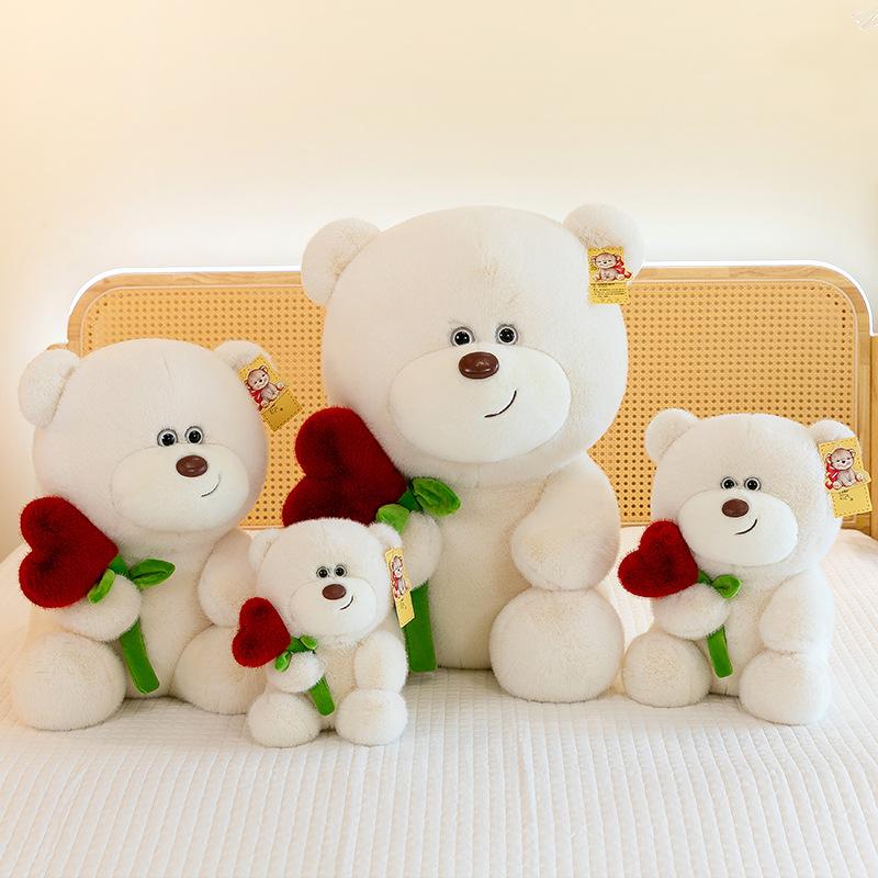 Large Rose Teddy Bear Plush Toy Girl Birthday Gift LOVE Big Bear Doll Holding Sleeping Doll On Bed