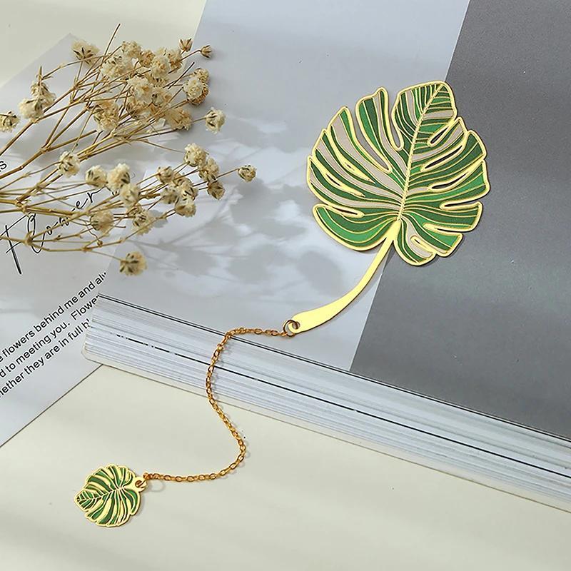 1PC Exquisite Lotus Leaf Vein Metal Bookmark Chinese Style Creative Bookmarks Tassel Pendant Student Gift School Stationery