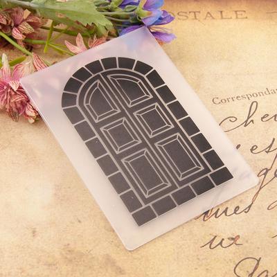 3D-geprägter Ordner für DIY-Relief-Bastelarbeiten, Hintergrund mit Fenster-Muster, Grußkarte, Scrapbooking, Stempel-frei, Metall-Stanzform