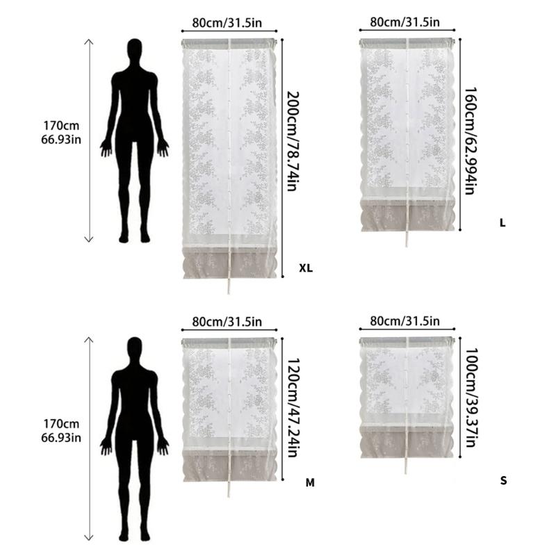 Flower Lace Sheer Window Curtain Elegant Light Filtering Privacy Pulling Design Drape with Rod Pocket For Home Decors