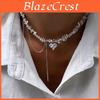Tassels Choker New Irregular Vintage Zircon Heart Pendant Necklace For Women Female Geometric Baroque Transparent Crystal Chain