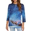 Women's Fashion Casual Christmas Printed Round Neck Long Sleeve Pullover Top
