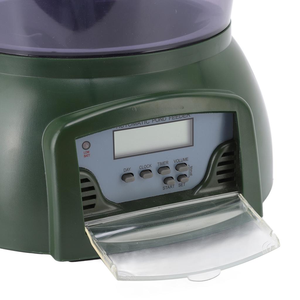 4,25L Automatický krmítko pro ryby do jezírka s průhlednou nádobou LCD displejem Velkokapacitní dávkovač krmiva pro jezírka akvária