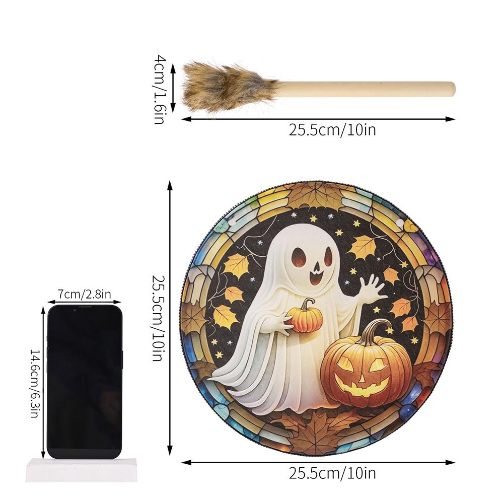 Halloween Shaman Drum Handmade Shamanic Drum Sound Healing Tool Desktop Ornament Suitable for Spiritual Music Holiday Events