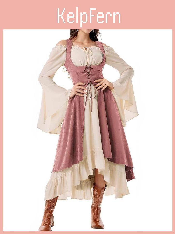 Renaissance Piraten Damenkleid mit Patchwork im Vintage-Stil für Kunstfestivals