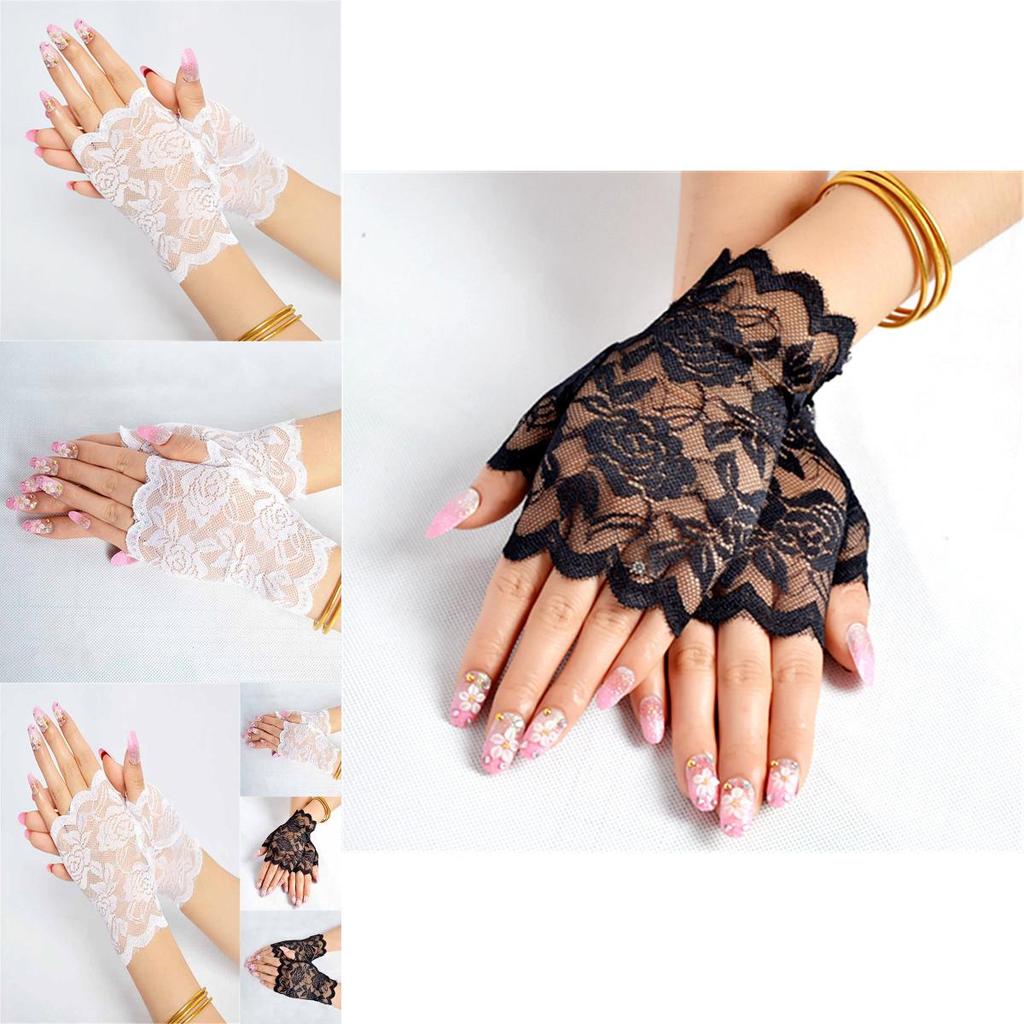 Premium Quality Womens Lace Fingerless Gloves For Evening Bridal Events