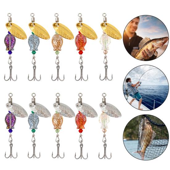 5Pcs Fishing Lure Spinnerbait with Treble Hooks Vibrant Color Compact Portable Fishing Lures Spoon Spinner Baits Kit