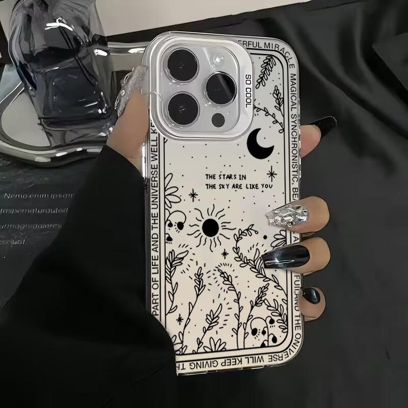 Fresh Moon Star Electroplate Silver IMD Phone Case For  Redmi Note 13 12 11 10 Pro Plus 12S 11S Redmi 12 4G 13C Back Cover