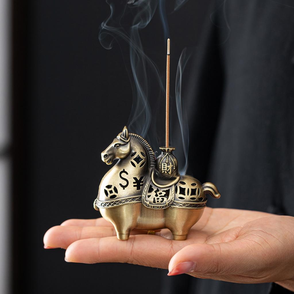 Chinese Style Incense Holder Year Of The Horse Alloy Incense Burner Aromatherapy Burner Home Decoration Creative Ornaments Gifts