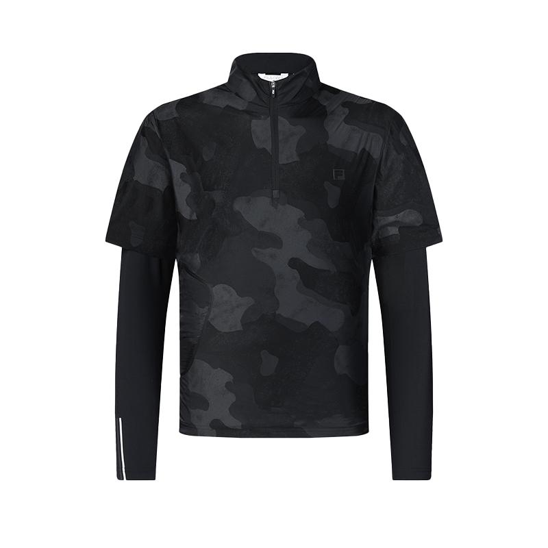 FILA T Shirts Men s Pitch Black Stand Collar A11M445211FBK 180/100A/XL