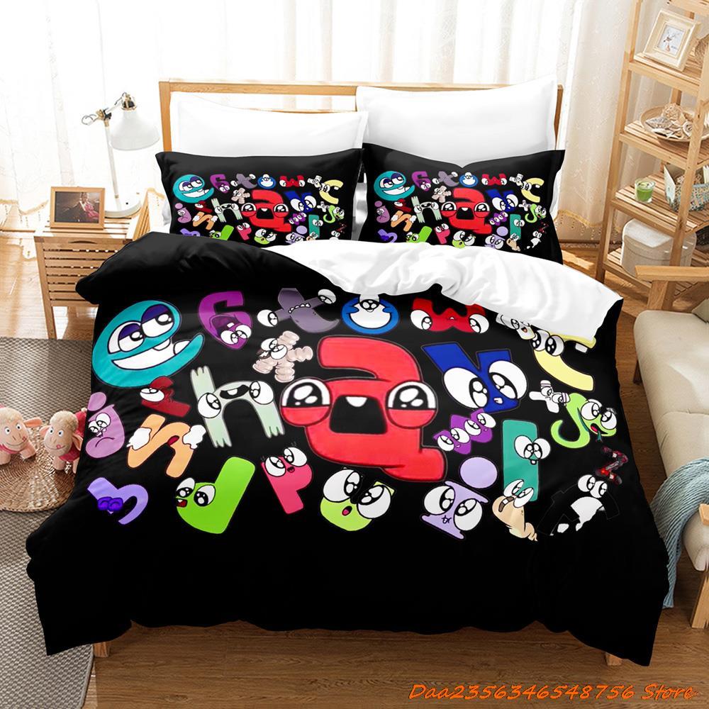 Comforter 26 Alphabet Lore Bedding Set Cartoon Anime Three-Piece Set Adult Kid Bedroom Duvet Sets Enlightenment 3D Print Kawaii