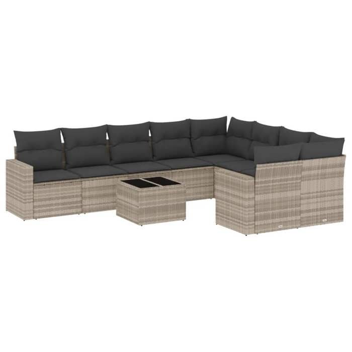 VidaXL Salon de Jardin avec Coussins 10 pcs, Canapés de Terrasse, Ensemble de Meubles de Patio, Mobilier d'Extérieur, Gris 3251789