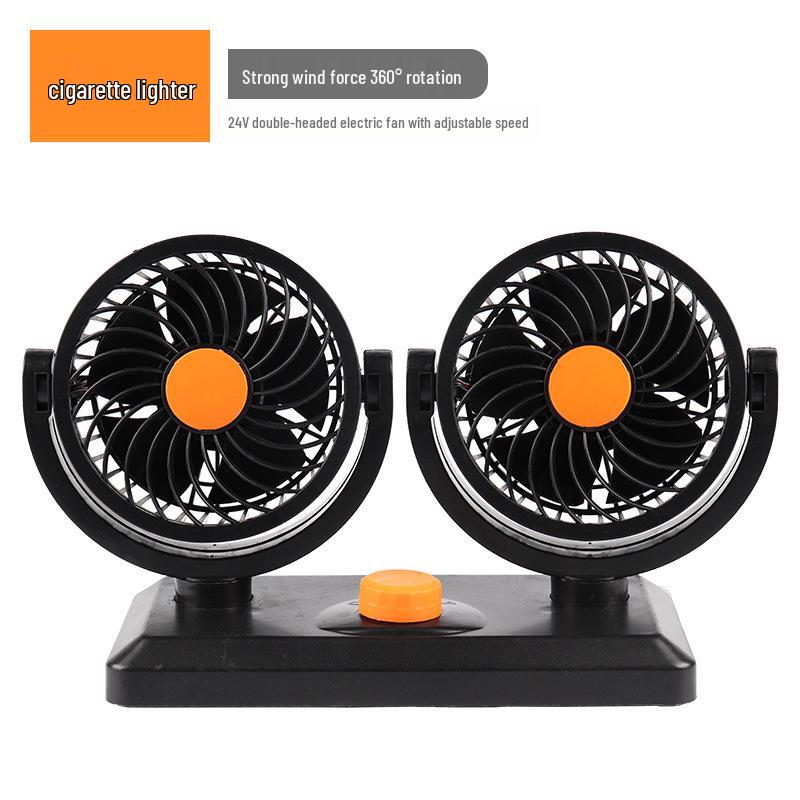 Elektrischer Auto-Ventilator mit zwei Köpfen für 12V/24V Fahrzeuge - Leistungsstarke Kühlung für Autos, LKWs und Lieferwagen